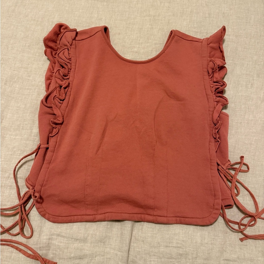 Anthropologie Terracotta Ruffled Tank Top